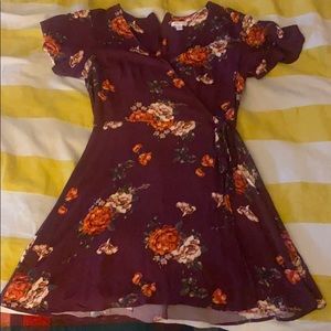 Dark Red Floral Dress